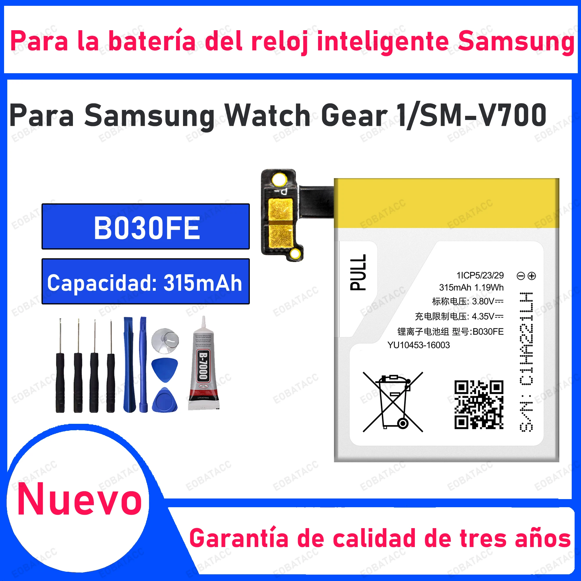 

100% New 315mAh B030FE Battery For Samsung Watch Gear 1/SM-V700 Replacement Bateria+Free Tools