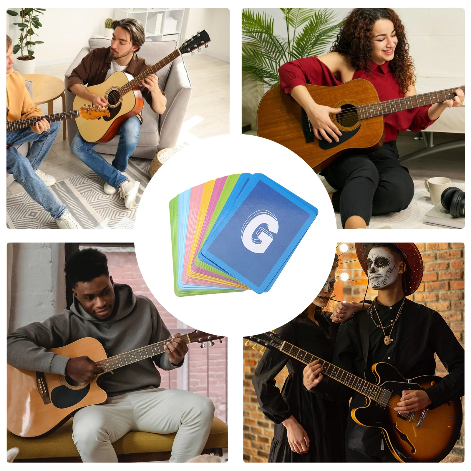 

49Pcs Guitar Chord Chart Set Professional Tool for Novice Durable Coated Paper Practice Guitar Chord Chart Practice Charts