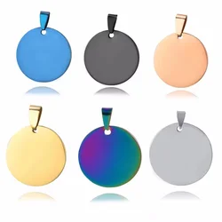 1pc Military Army ID 6 Colors Stainless Steel Name Blank Round Dog Tags Pendant Blank Good Quality DIY Necklace Jewelry