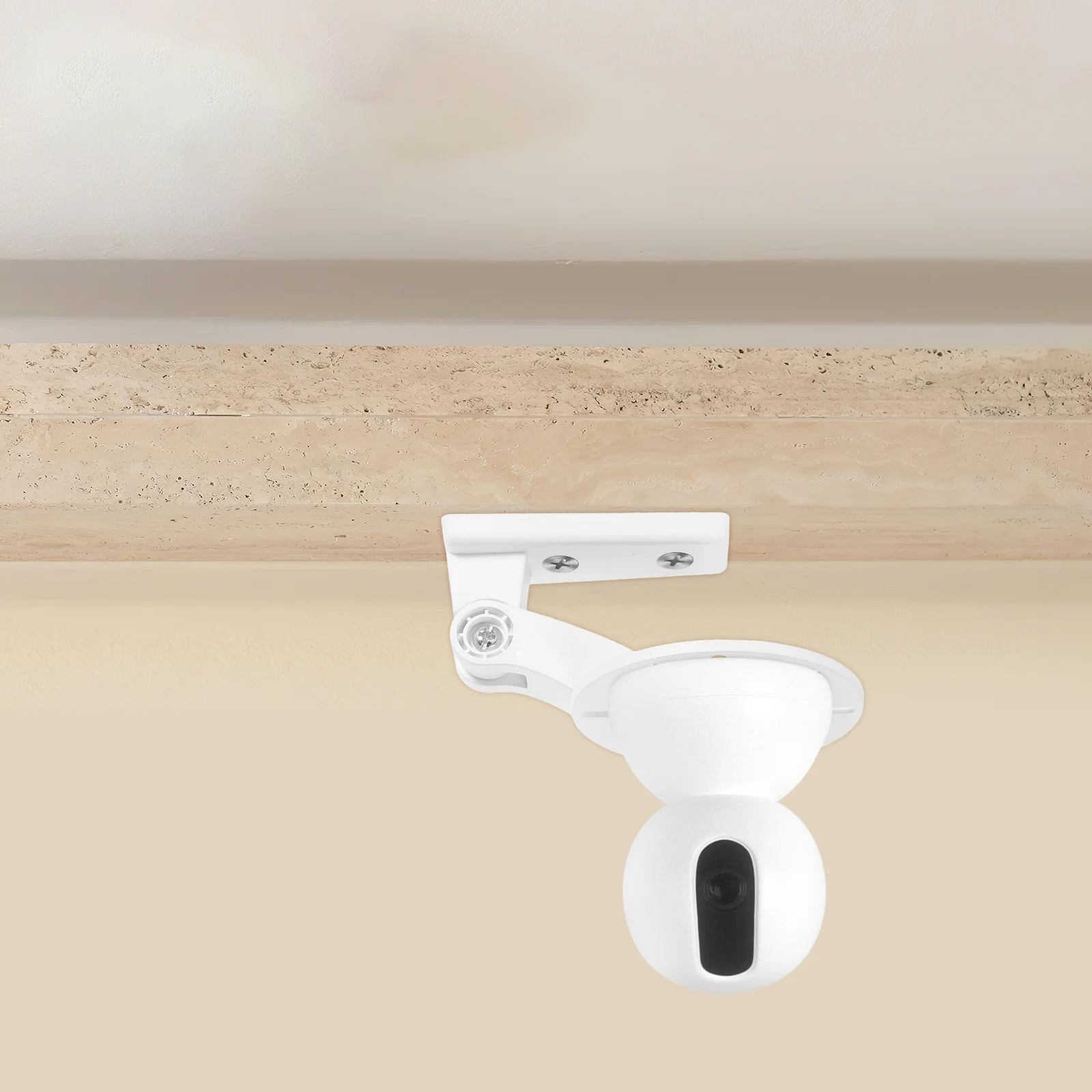 

No Drill Camera Wall Mount Bracket White Universal for Indoor Outdoor Security Cameras Adjustable Viewing Angle