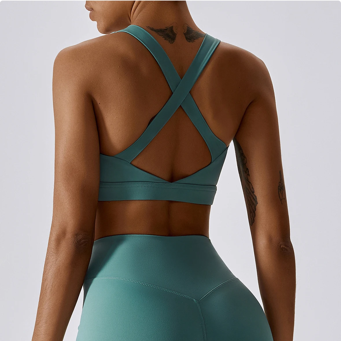 Women Stretchy Supportive Quick Dry Push Up Compression Running Bra Sexy Solid Color Back Cross Outdoor Sports Bra Gym Yoga Bra