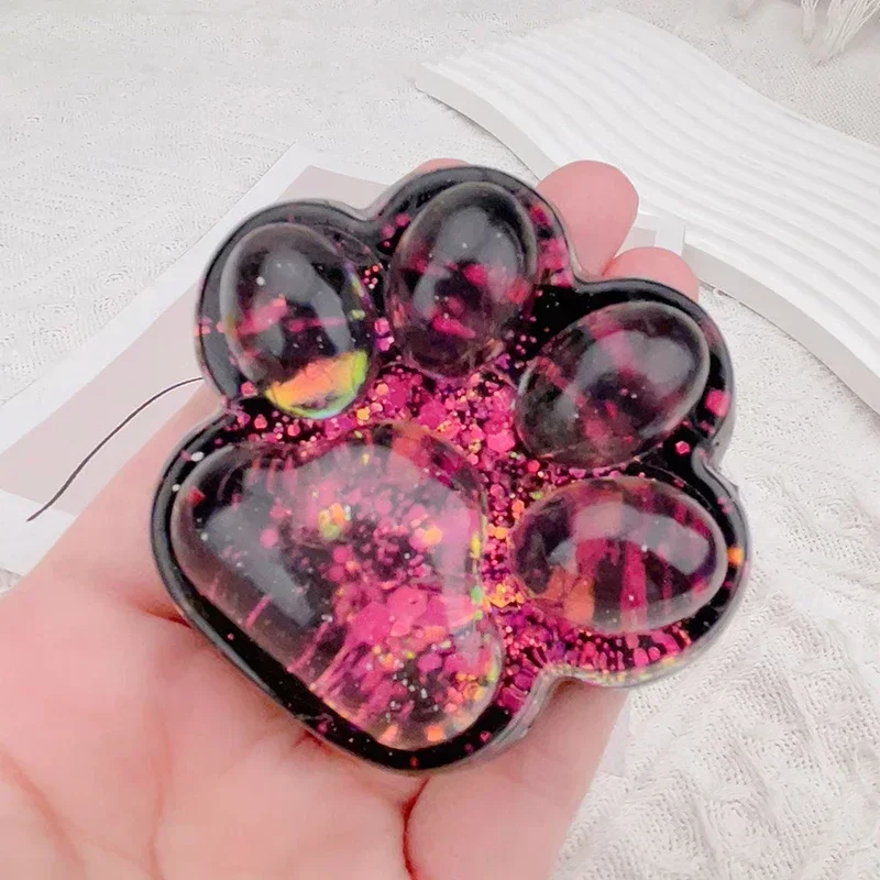 Cute Sequin Cat Claw Squishy Fidget Toy Slow Rebound Stress Relief Toy Pinch Decompression Cat Paw Soft Squeeze Toy