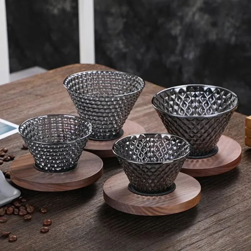 

Strawberry Diamond Type Glass Coffee Drip Filter Cup Filters with Wood Pallet Conical Immersion Hand Brewed Coffee Pot Dripper