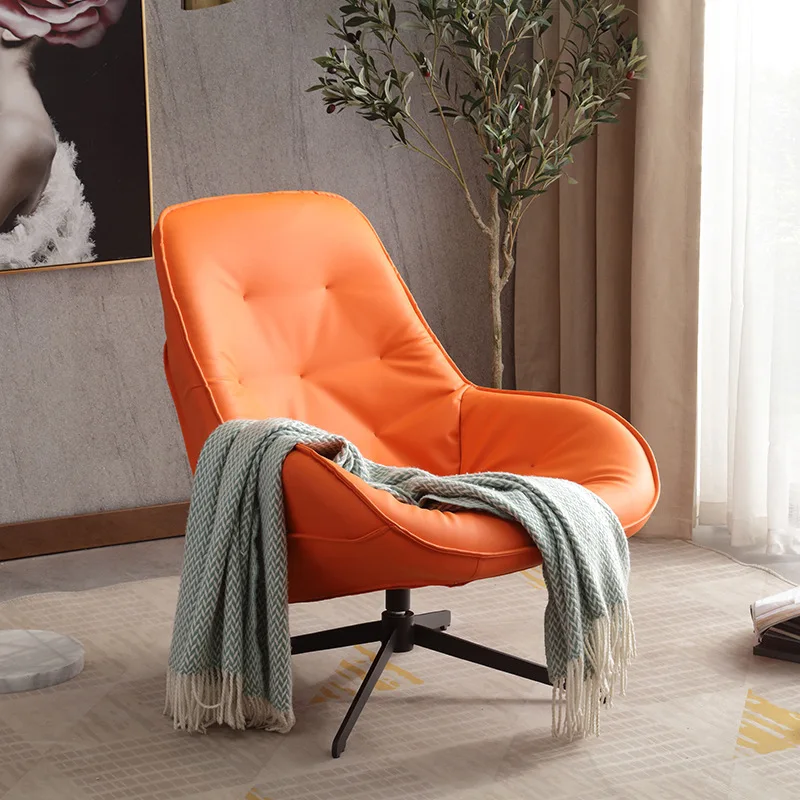 Orange Back Rest Chair Office European Indoor Party Hotel Luxury Single Chair Industrial White Fauteuil Relax Lounge Furniture