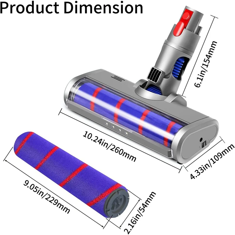 車用のクイックリリースローラーヘッド,床とカーペットのクリーニングヘッド,Dyson v7,v8,v10,v11,v15に適しています