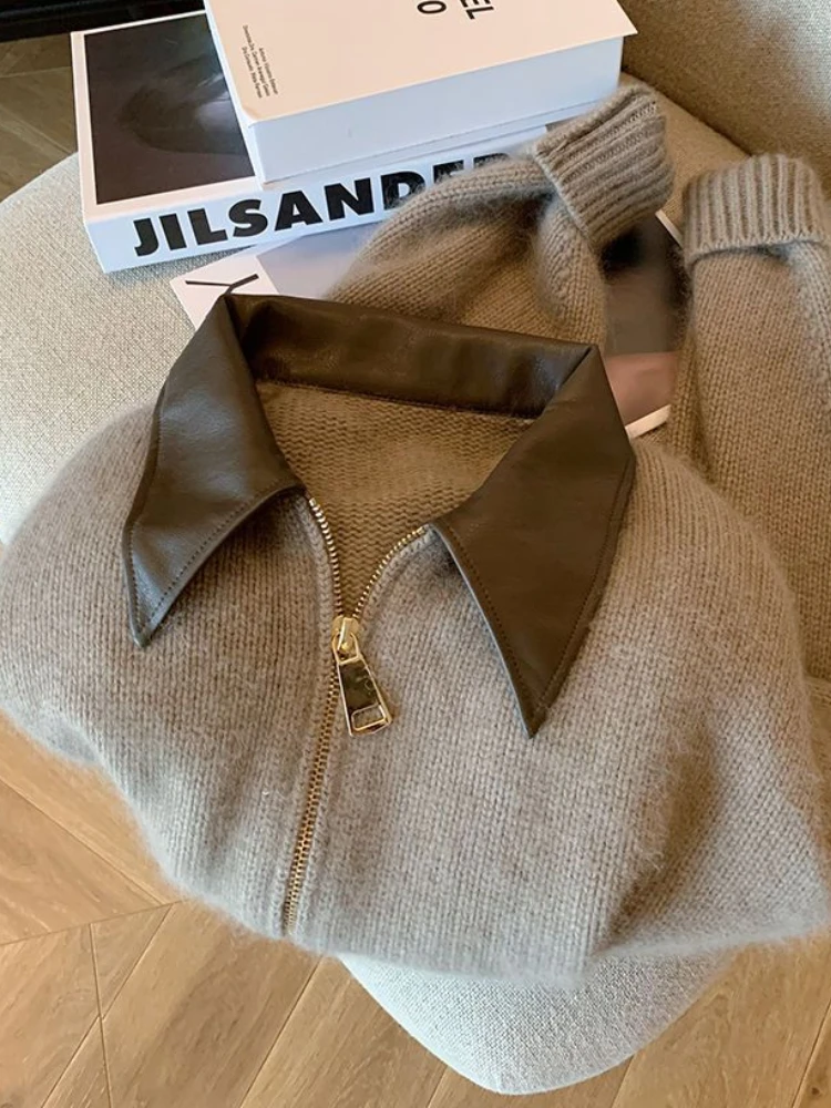 Deeptown-Cardigan Vintage à Fermeture Éclair pour Femme, Pull Court Respirant, Manches sulf, Style Old Money, Streetwear, Élégant, Coréen