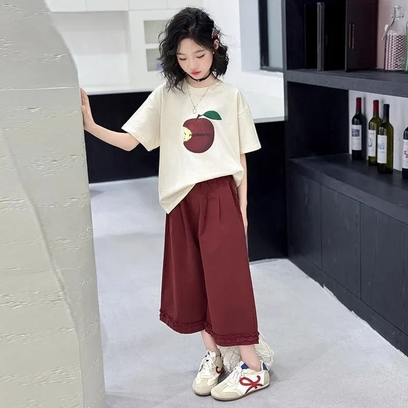 Girls Summer Short Sleeve T-Shirt 2026 Design Big Kids Trendy Cool Outfit Fashion Versatile Cute Princess Inspired Casual Top