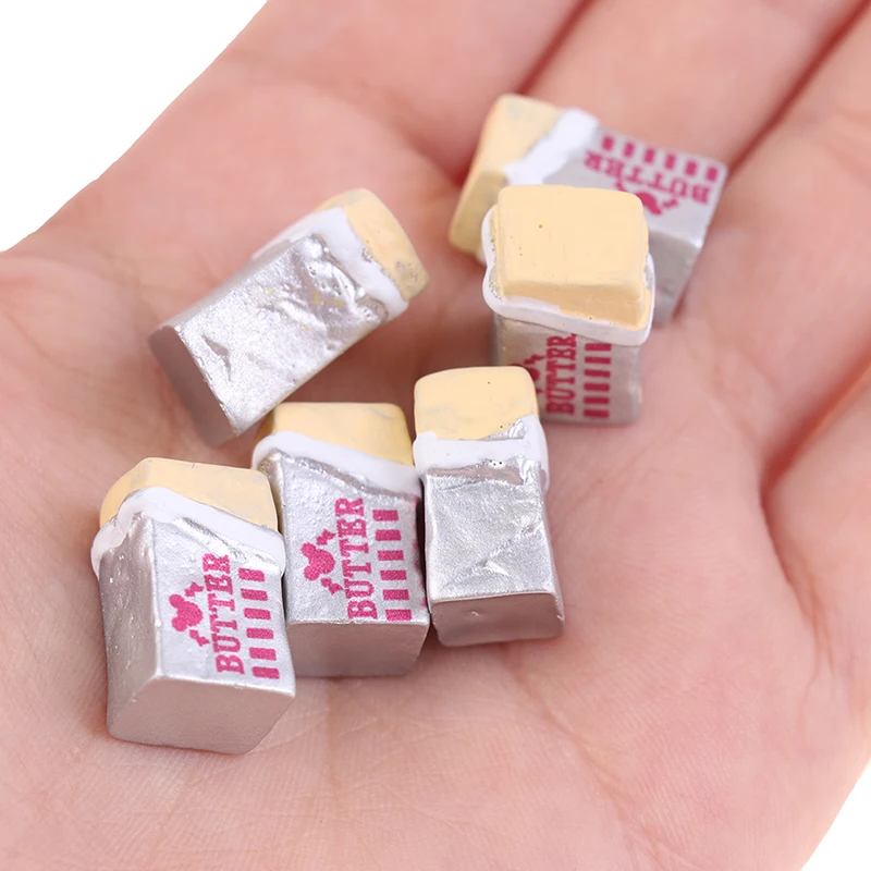 

6Pcs/set Dollhouse Simulation Butter Model Mini Food Kitchen Pretend Play DIY Bread Breakfast Tableware Doll House Accessories