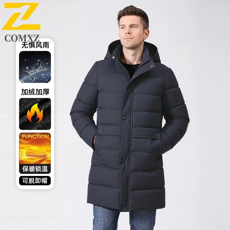 

COMXZ Мужская длинная парка с капюшоном, свободная классическая холодостойкая ветрозащитная куртка для кемпинга, рыбалки нахлыстом, уличная куртка с хлебом