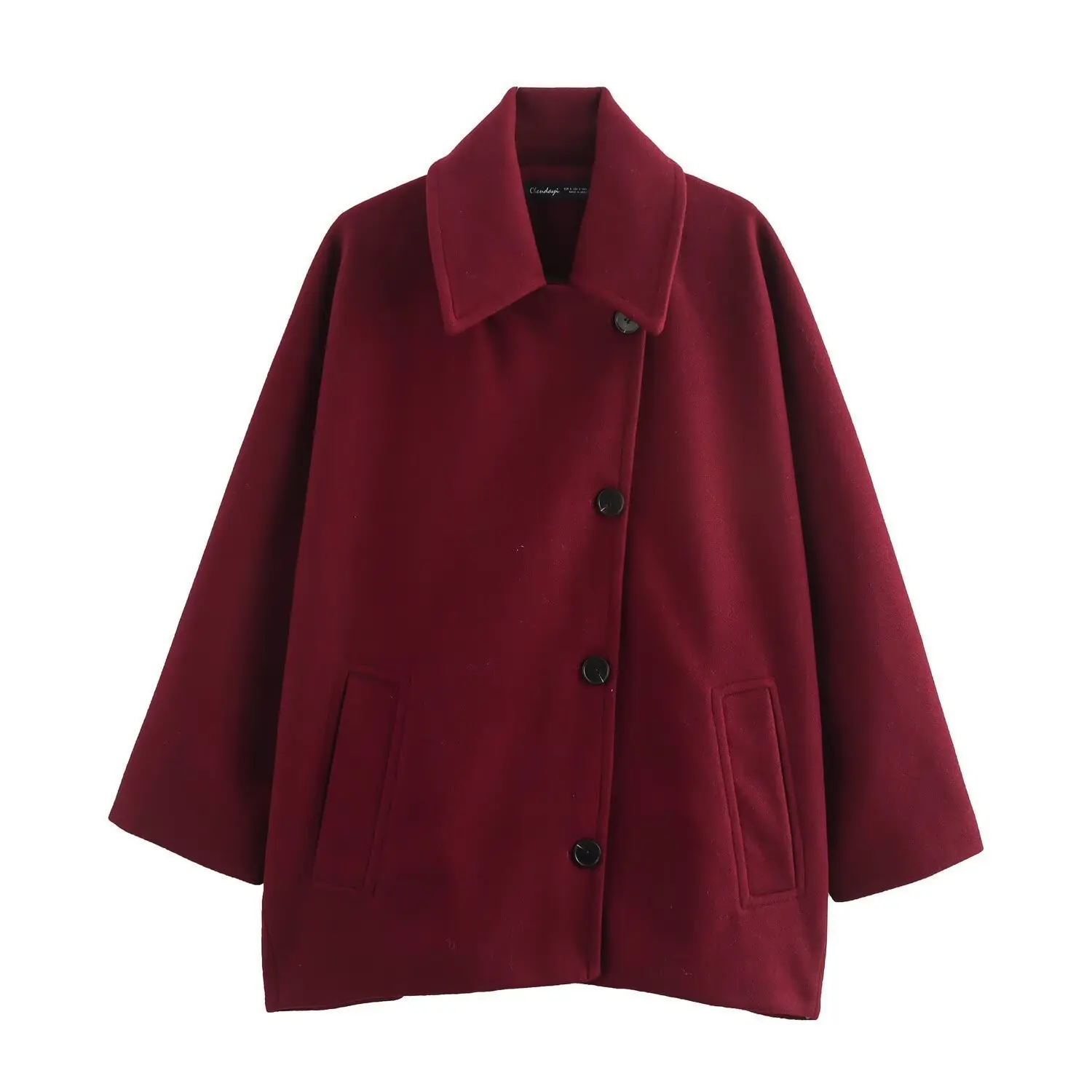 Schicker französischer Tweed-Mantel für Damen, mit Reverskragen, Fledermausärmeln, einreihiger Knopfleiste, Taschen, locker geschnitten, kurz, warm, eleganter Wintermantel. – Detail 8