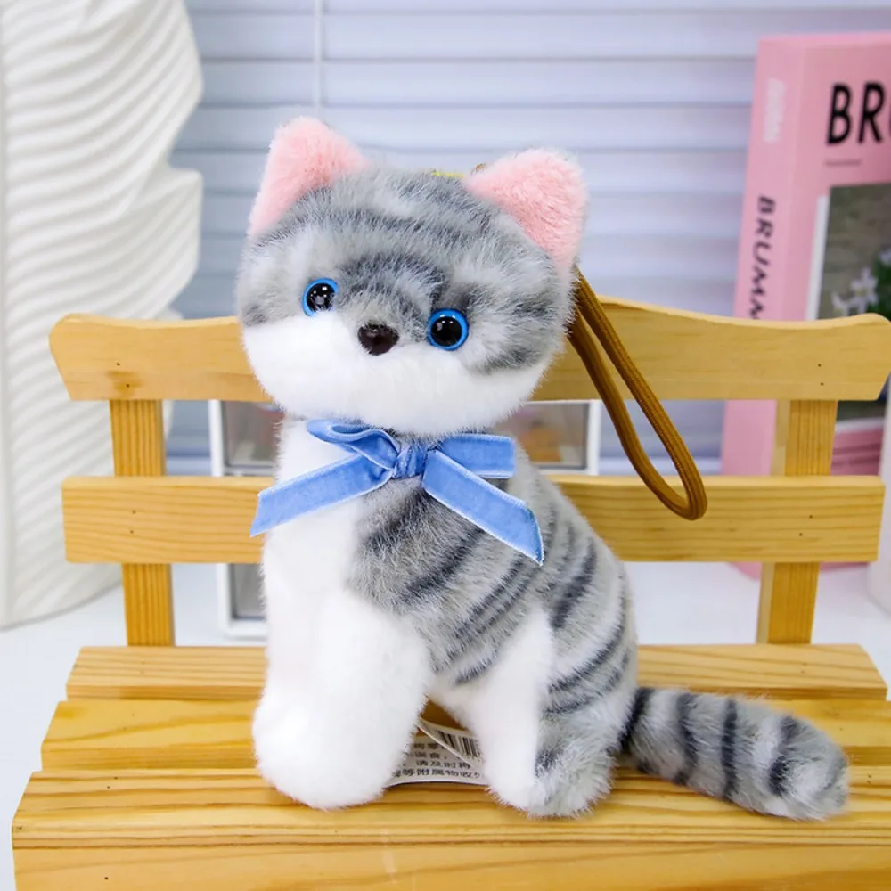

PP Cotton Small Cat Plush Keychain Lifelike Fluffy Cat Plush Bag Pendant Comfortable Ornaments Simulated Cat Plush Doll