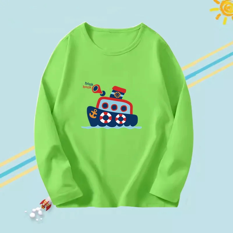 Boys 2023 Autumn T-shirts Baby Boy Long Sleeve Tee Tops Little Boy Spring Fashion Ship Graphic Tee