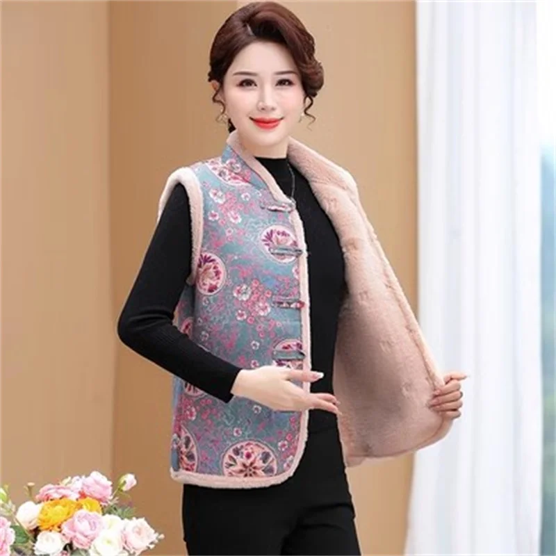 Mutter mittleren Alters gekleidet Herbst Winter chinesischen Stil Pelz weste ms. 2024 neue festliche Tank Top Lady Stand-Up Tang Anzug Weste