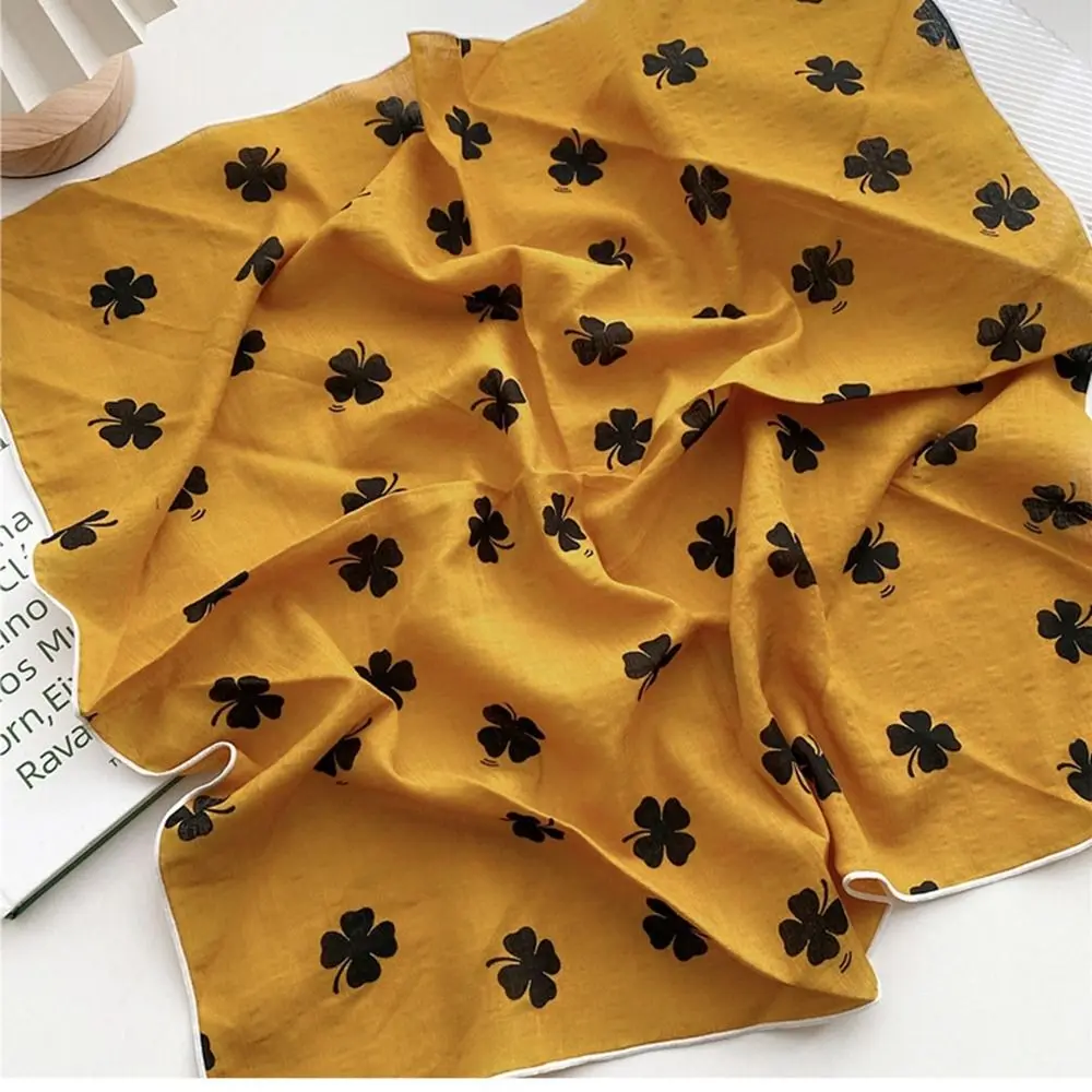 Diadema de flores, pañuelo cuadrado de lino y algodón, pañuelo para la cabeza, pañuelo Floral de estilo Pastoral, bufandas, pañuelo para el cuello, banda para el cabello para mujer