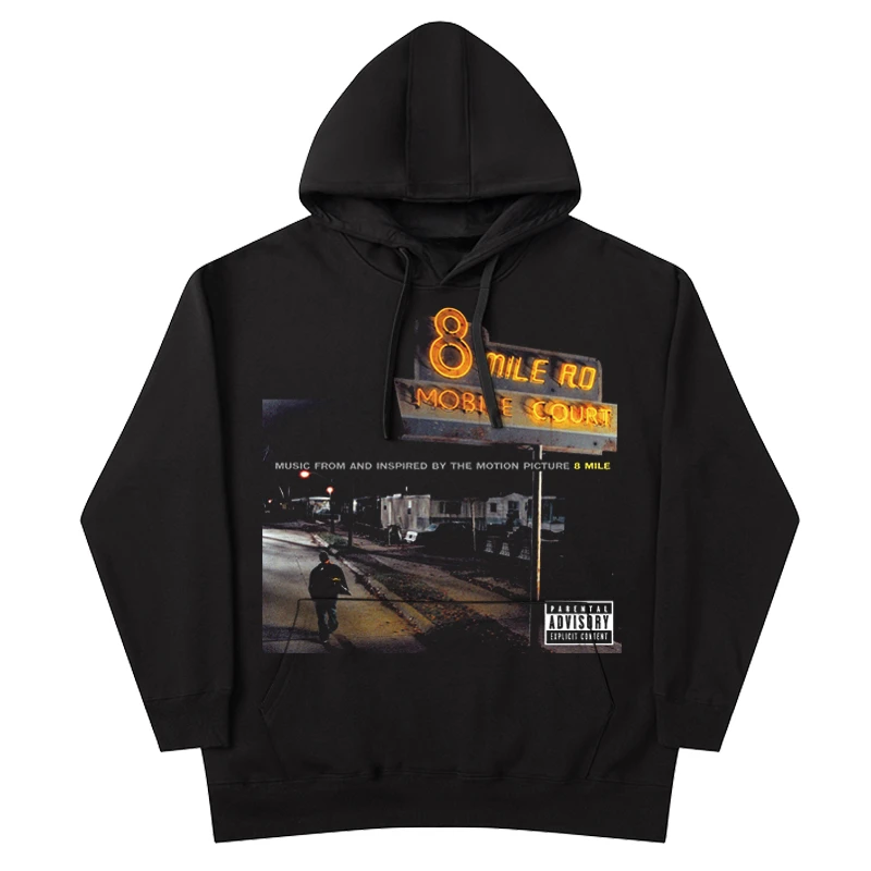 

2024 Popular New Style Eight Miles Eminem Vintage Hip Hop Vintage Printed Hoodie American Long Sleeve Pure Cotton Hoodie