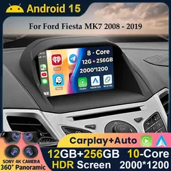 Android 15 Wireless Carplay&Auto Car Radio For Ford Fiesta 2009 - 2018 Navigation GPS DSP Carplay Multimedia Video Player Stereo