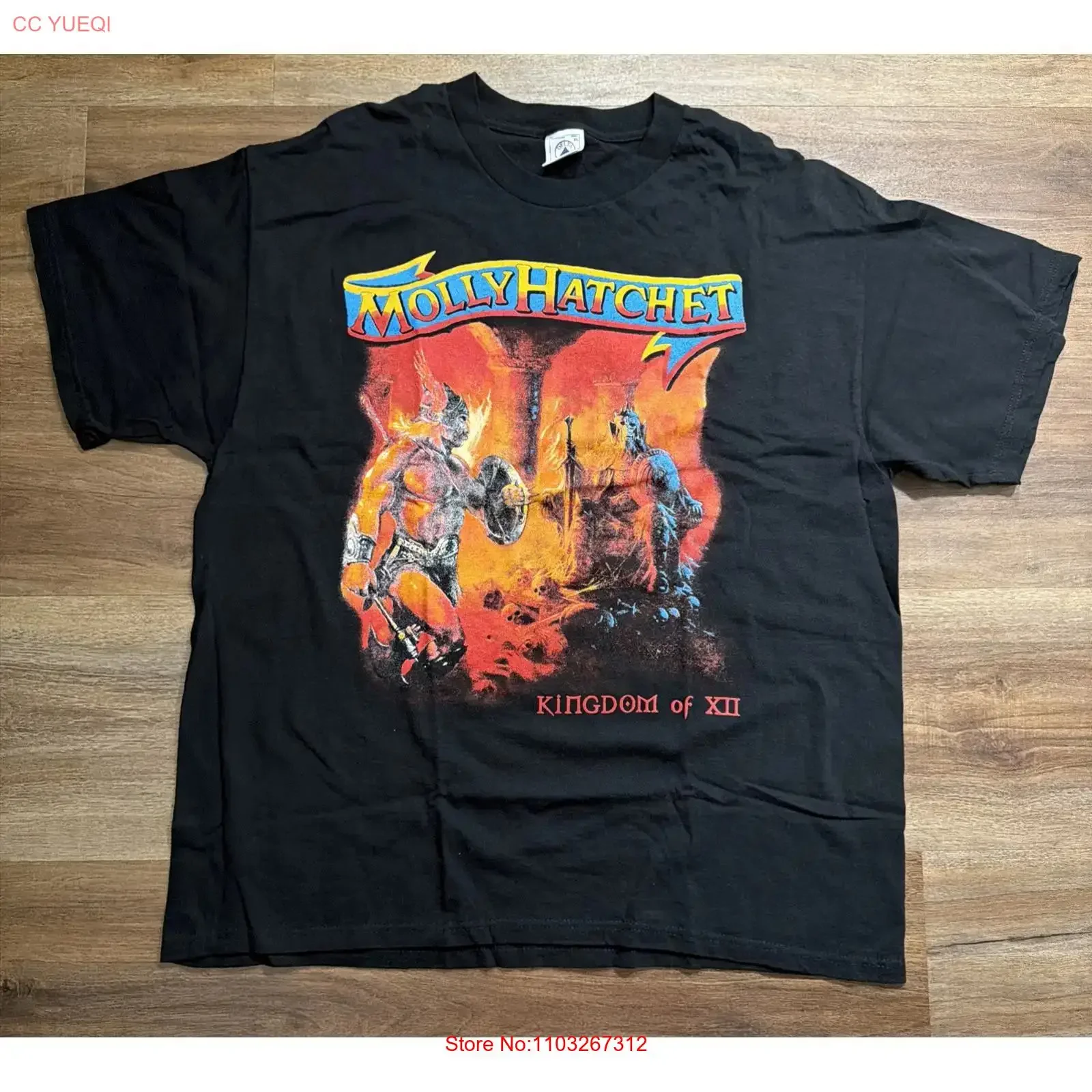 Camiseta negra Molly Hatchet Kind Of XII Y2K World Tour 2001, talla XL, estilo vintage lavado, top elegante para uso diario con gráfico