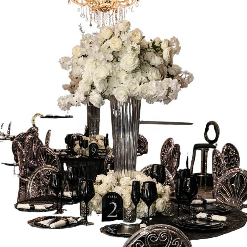 

Smooth Luxury Transparent Glass High Event Table Ornament Decoration Wedding Flower Stand Wedding Party Decoration