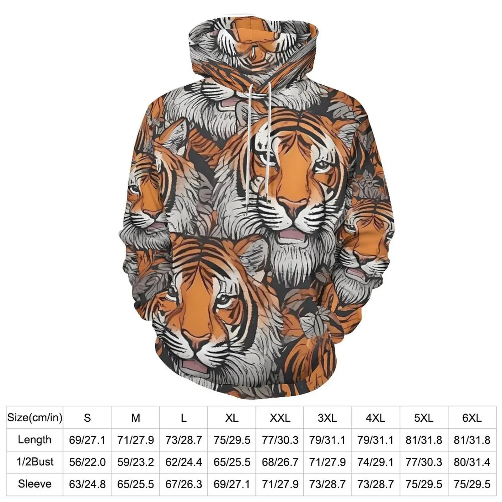 Tiger Mania Casual Hoodies Animal Print Aesthetic Hoodie Couple Long-Sleeve Hip Hop Pattern Loose Oversize Sweatshirts