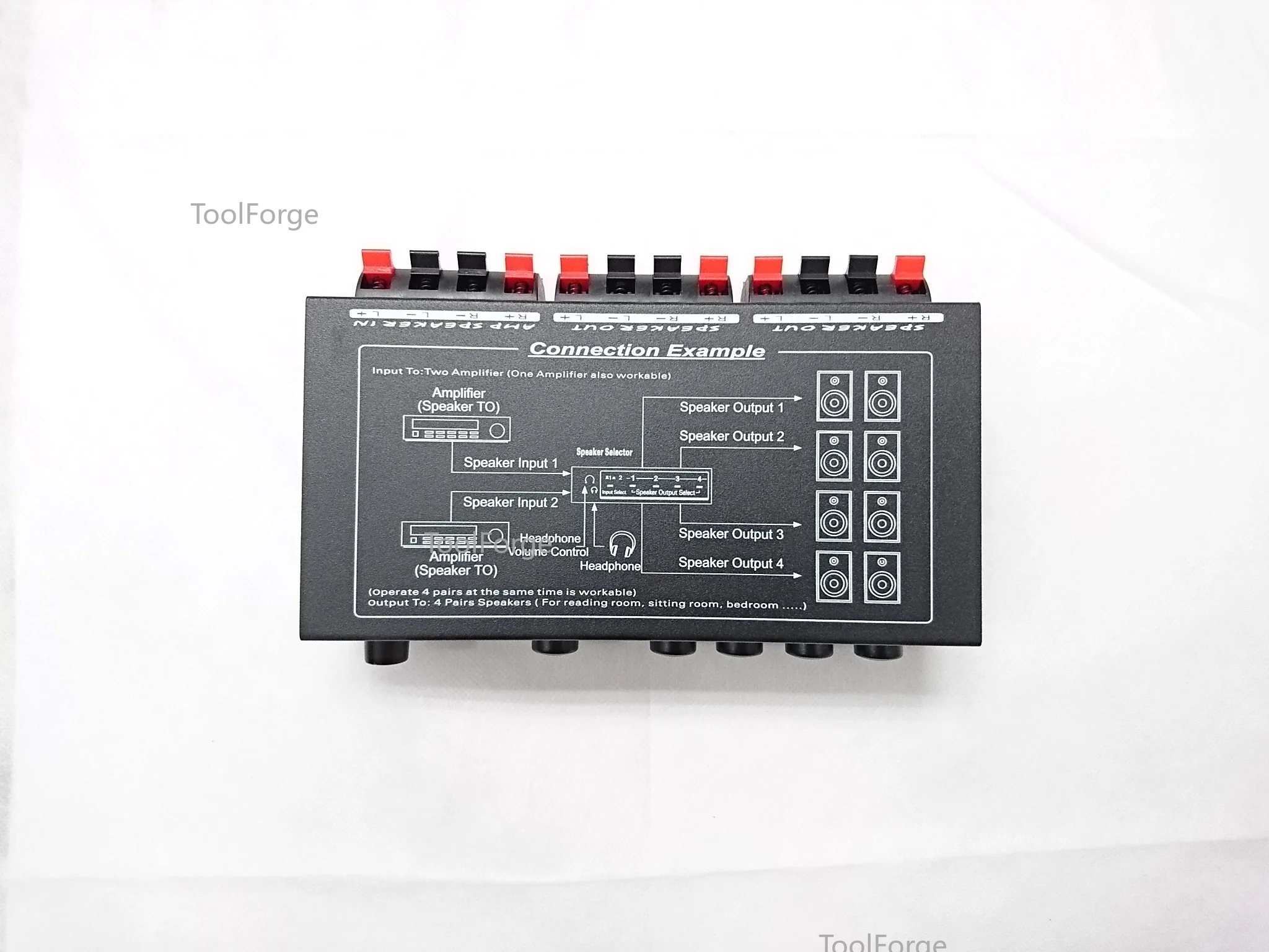 metal version,Two-input four-output amplifier audio switch selector (speaker amplifier controller)