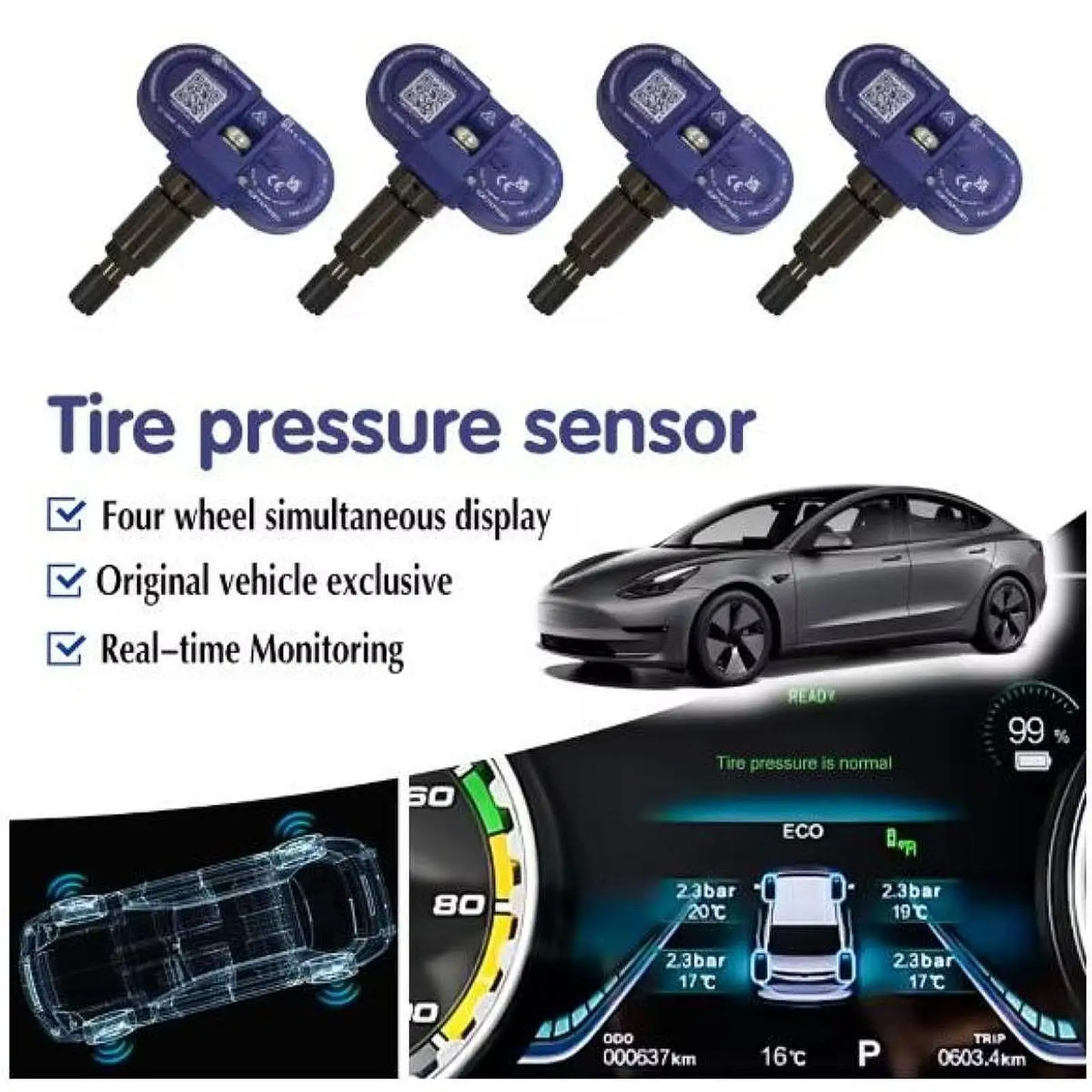 

4x Tire Pressure Monitorings Sensors 1472547G for Tesla Model Y (oct 2020-present) Supplies Repair Parts High Performance