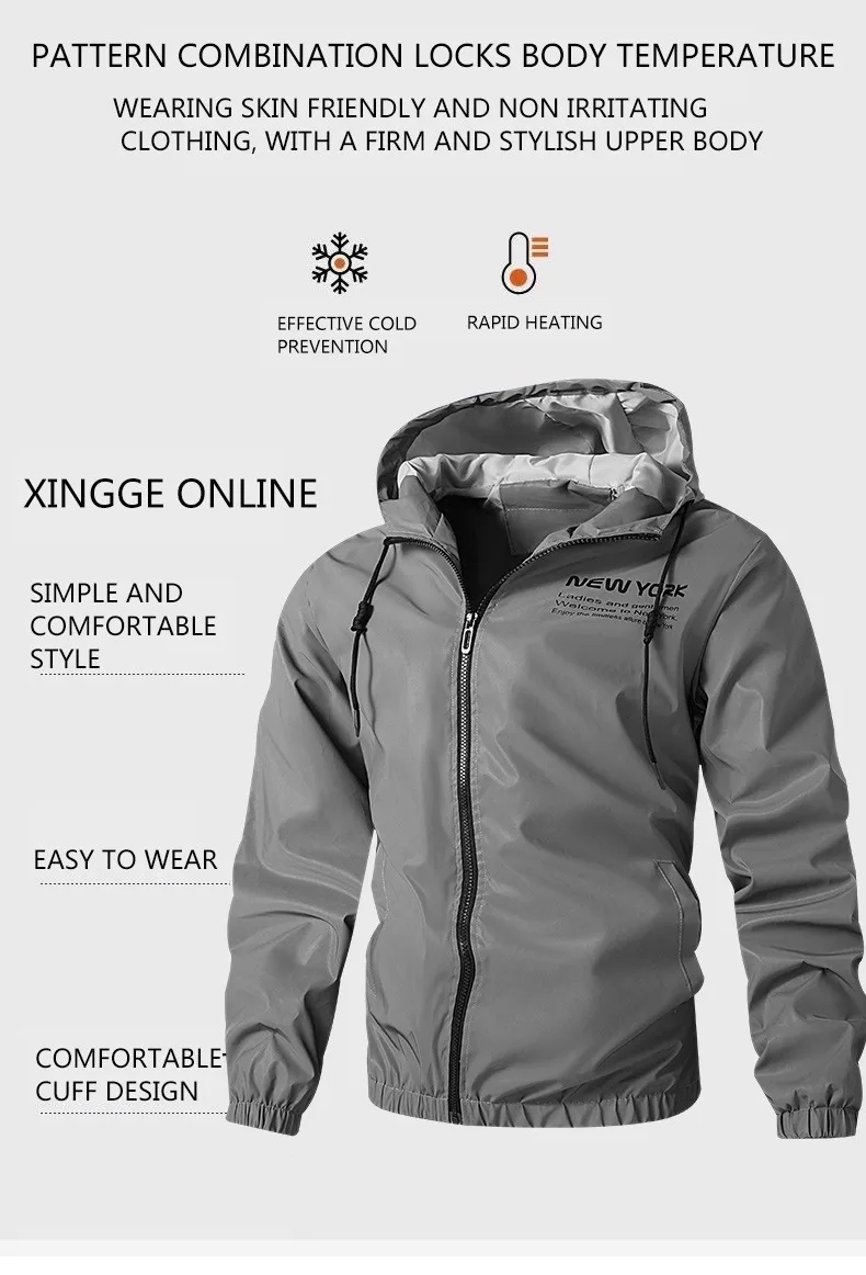 Night Reflective Jackets Men Double Fabric Waterproof Windbreaker Hooded Jacket Man Hip Hop Cycling Sports Zipper Coats Outwear