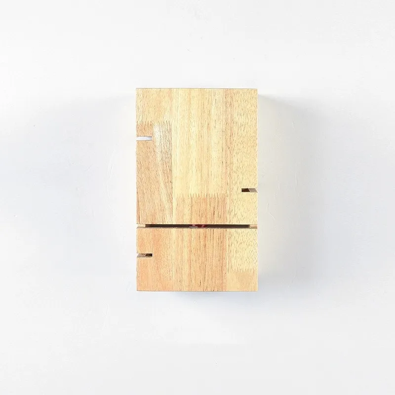 الإبداعية وحدة إضاءة LED جداريّة مصباح خشبي الفن صندوق مربع سجل مصباح السرير مصباح غرفة النوم الممر حائط الخلفية مصباح جو خشبي #3