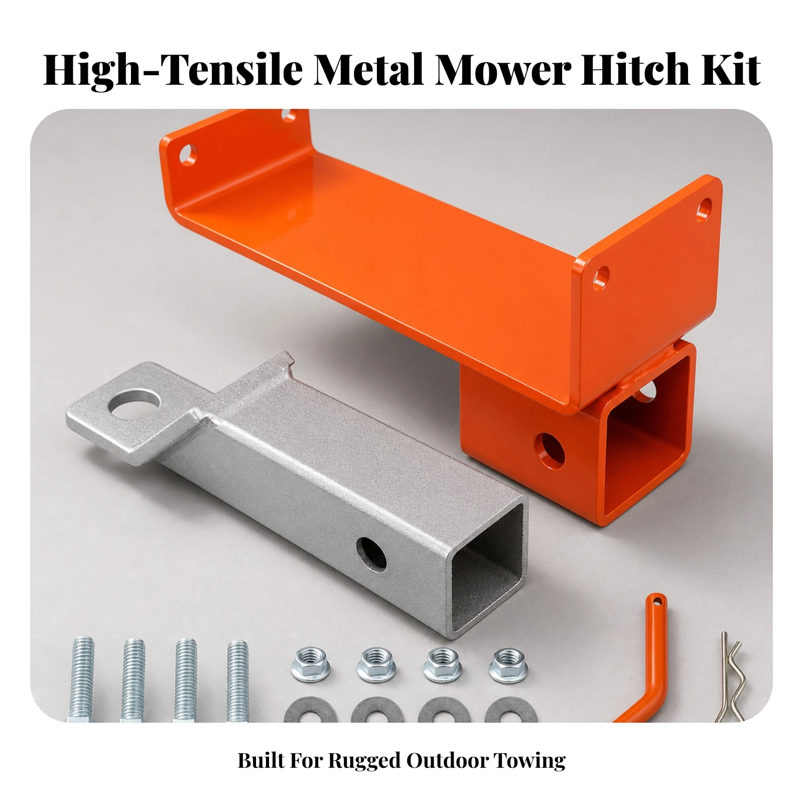 Mower Trailer Hitch Kit Reinforced Hitch with Receiver Heavy Duty Corrosion Resistant for Hauling, Yard Work