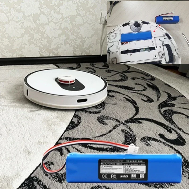 Original 14.4V 12800mAh Rechargeable Li-ion Battery For XiaoMi Lydsto R1 Robot Vacuum Cleaner R1 Battery Pack with Capacity