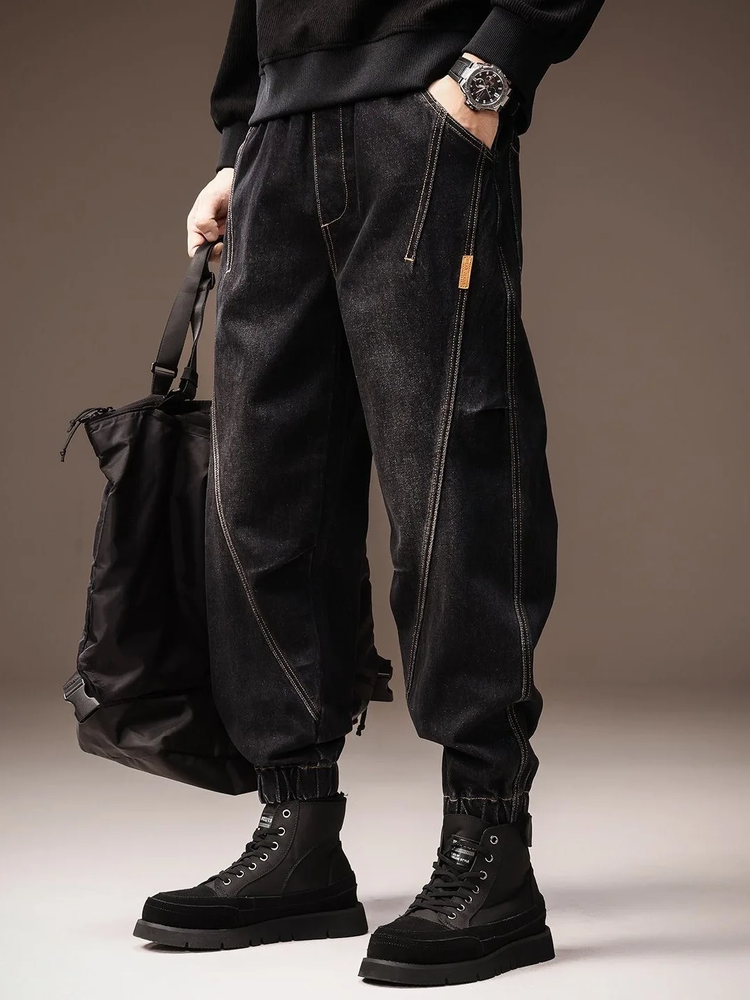 

High-End American Retro Workwear Jeans Men's Spring 2026 Loose Harlan Cuffed Casual Long Pants Men's Loose Fit Classic Sle