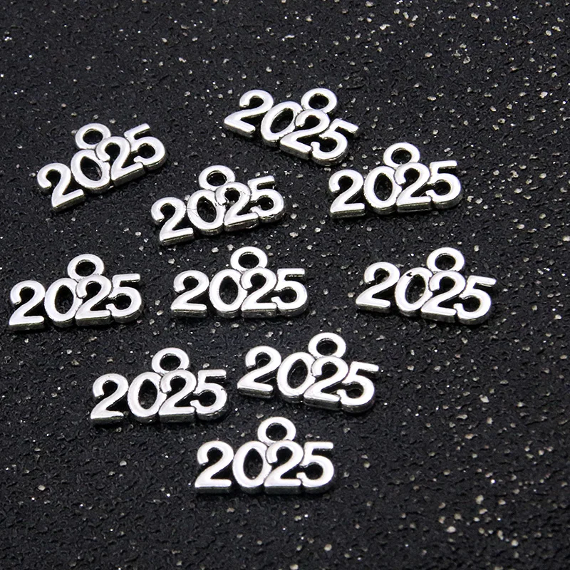 60pcs Charms Letter 2023 2024 2025 2026 Year 10*14mm Pendants Antique Jewelry Making DIY Handmade Craft