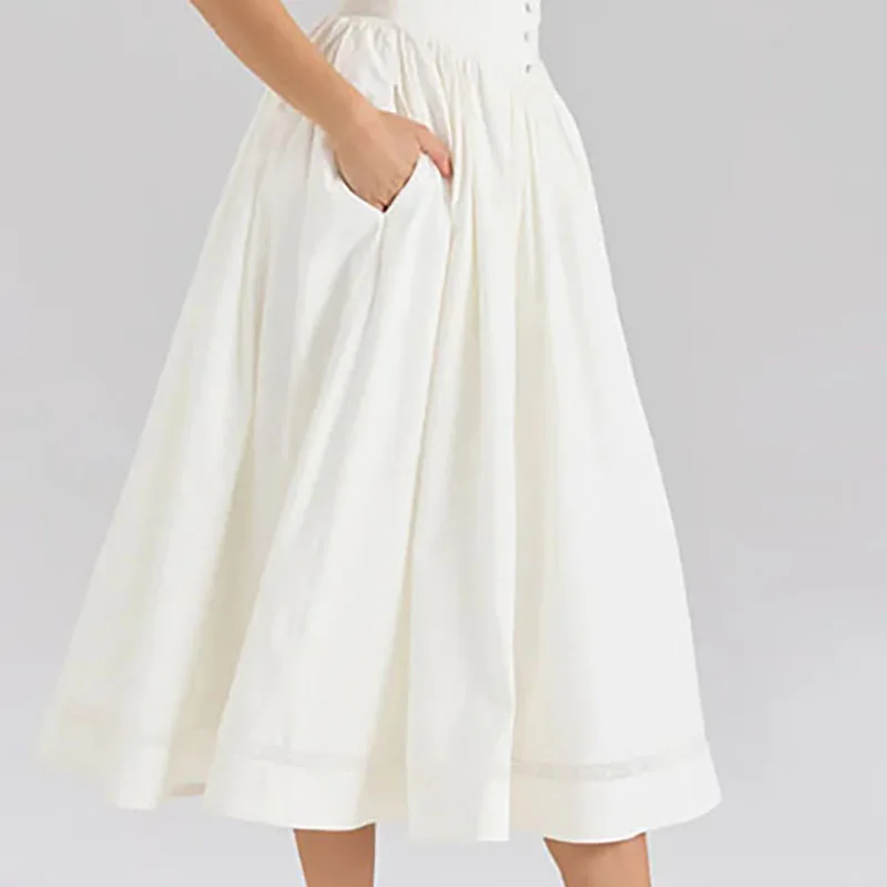 ฤดูร้อนใหม่สแควร์คอชุดชายหาด Elegant Bowknot Lace Up ชุดราตรีแฟชั่นซิป A-Line Office Lady Dress