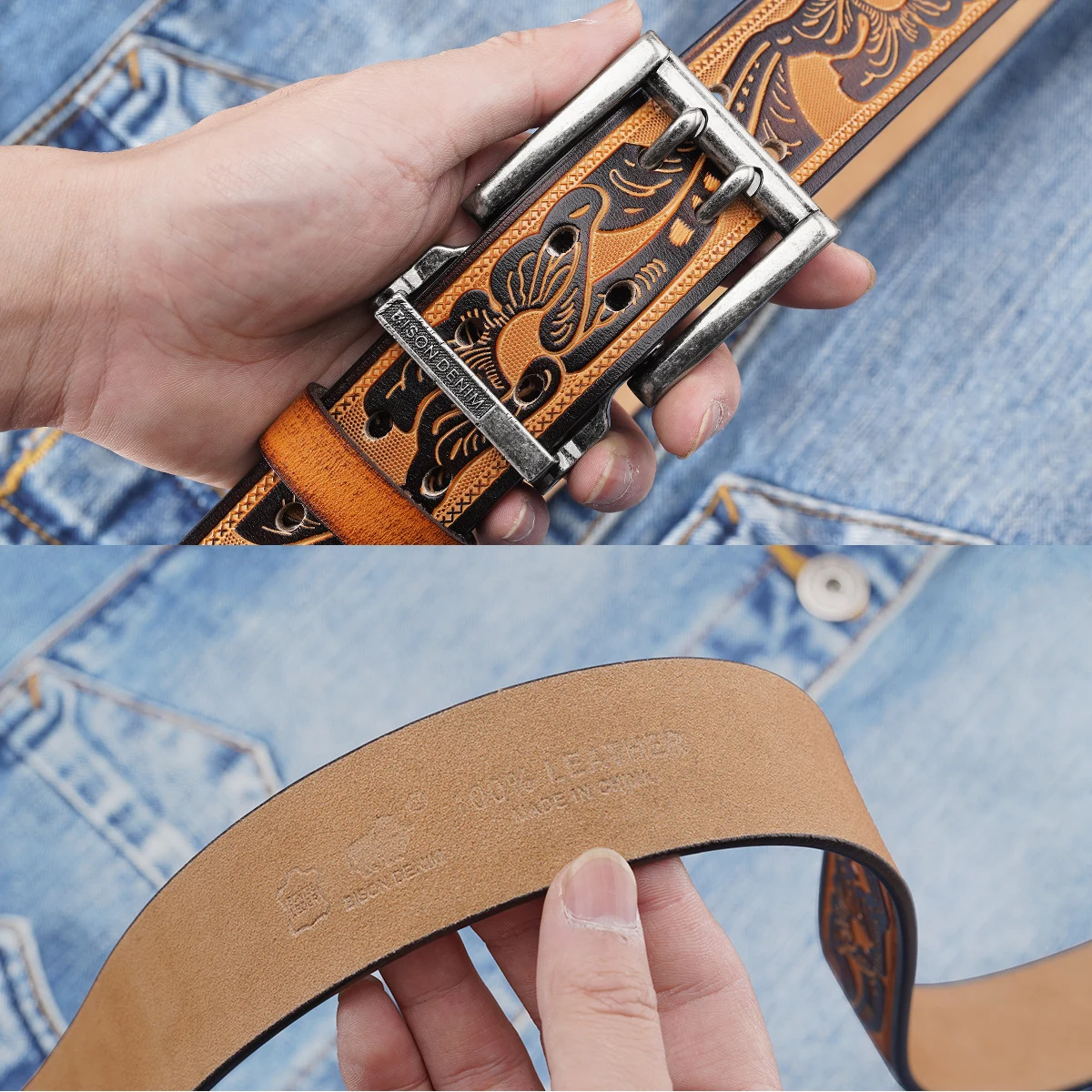 Luxus Marke Gürtel für Männer Hohe Qualität Echtes Leder herren Gürtel Vintage Legierung Schnalle Westlichen Stil Pin Schnalle Hüftgurt – Detail 3