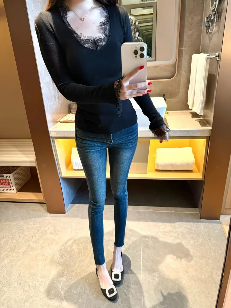 

Retro Waed High Waist Slim Fit Jeans Women's Faionable Flared Pants Tightening Sexy Body ape Highlighting Denim Jeans