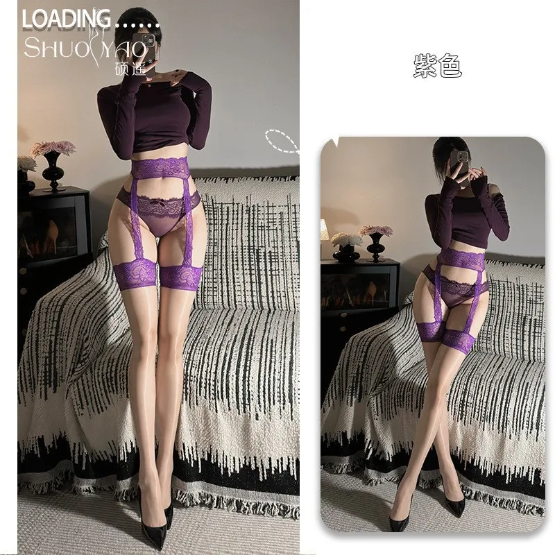 Sexy Suspender Stockings Lace Suspender Transparent Seductiv Pantyhose Tights Open Crotch Pantyhose Lenceria Sexy Nupcial