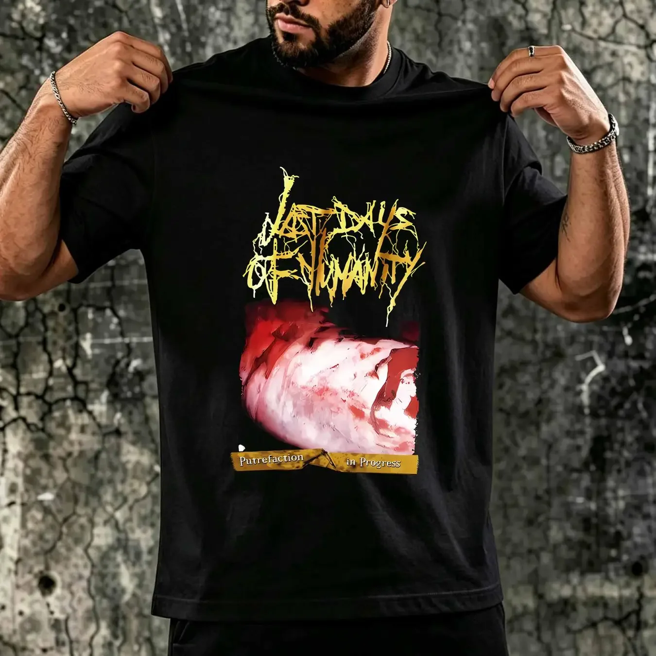 washed T Shirt Limited NWT Last Days of Humanity Putrefaction in Progress Band S 4XL long or short sleeves vintage Washed