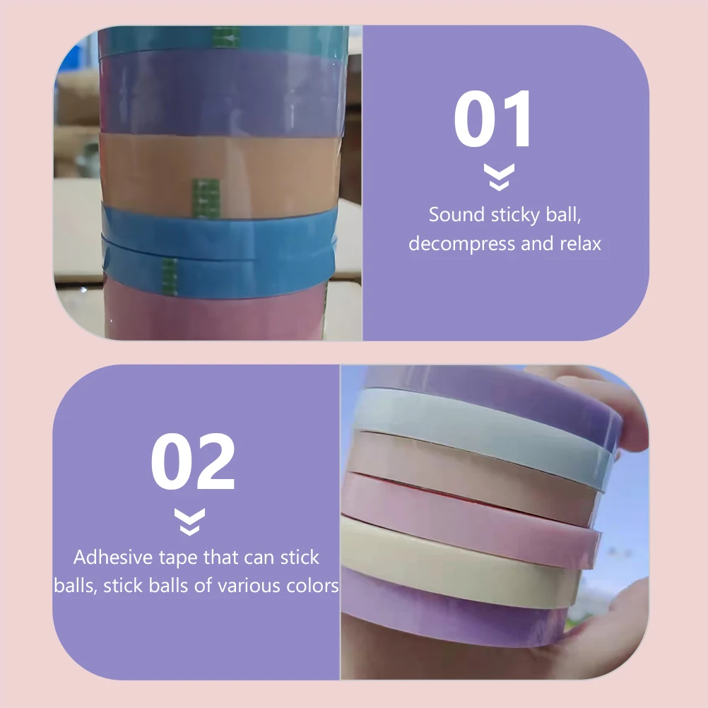 

7 Rolls Decompression Ball Anti stress Toy Colored Masking Tape Sticky Balls Double Sided Stress Relief Fidget Toys Child Fun