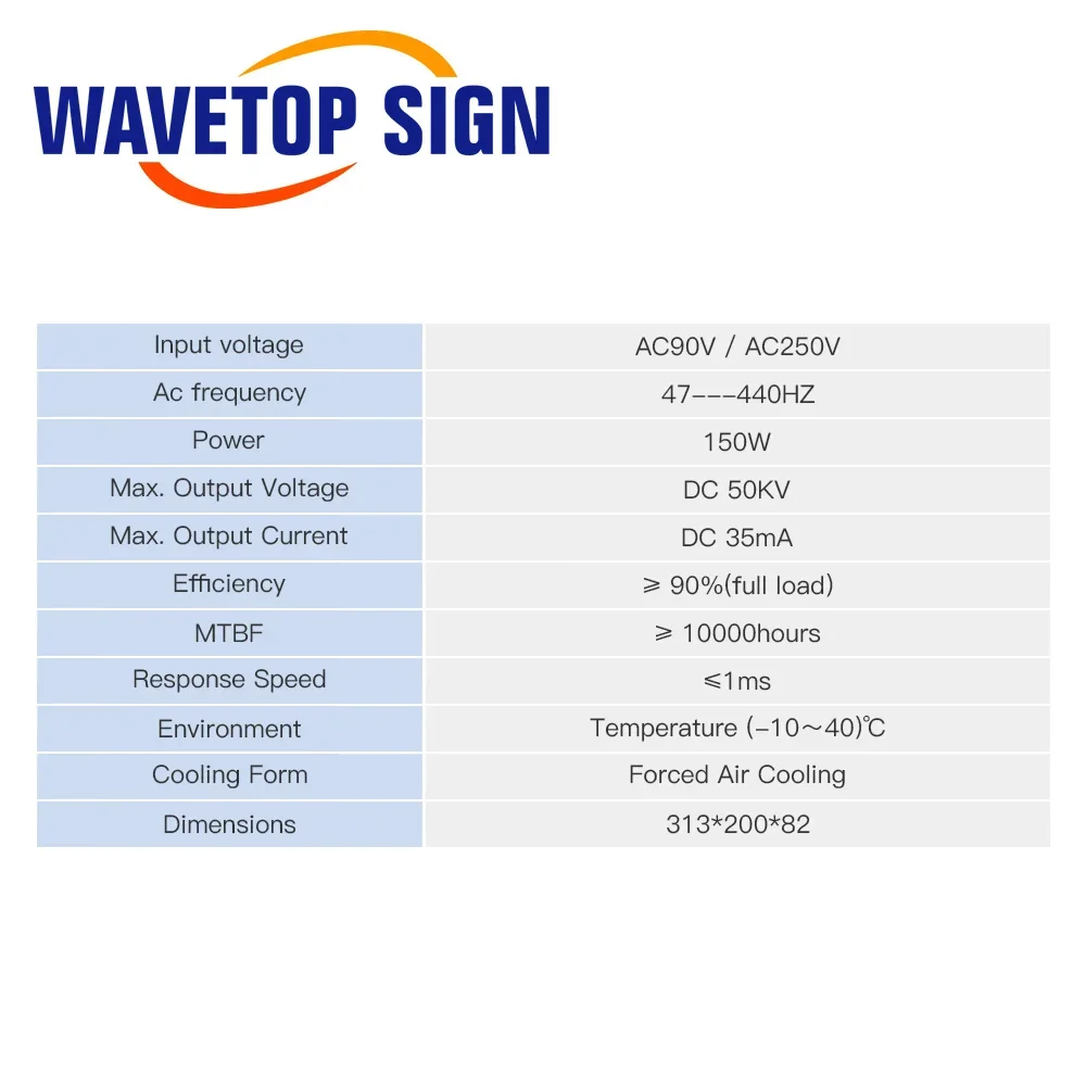 WaveTopSign HY-DY20 Alimentatore laser Co2 da 150 W per tubo laser Co2 RECI Z6/Z8 W6/W8 S6/S8