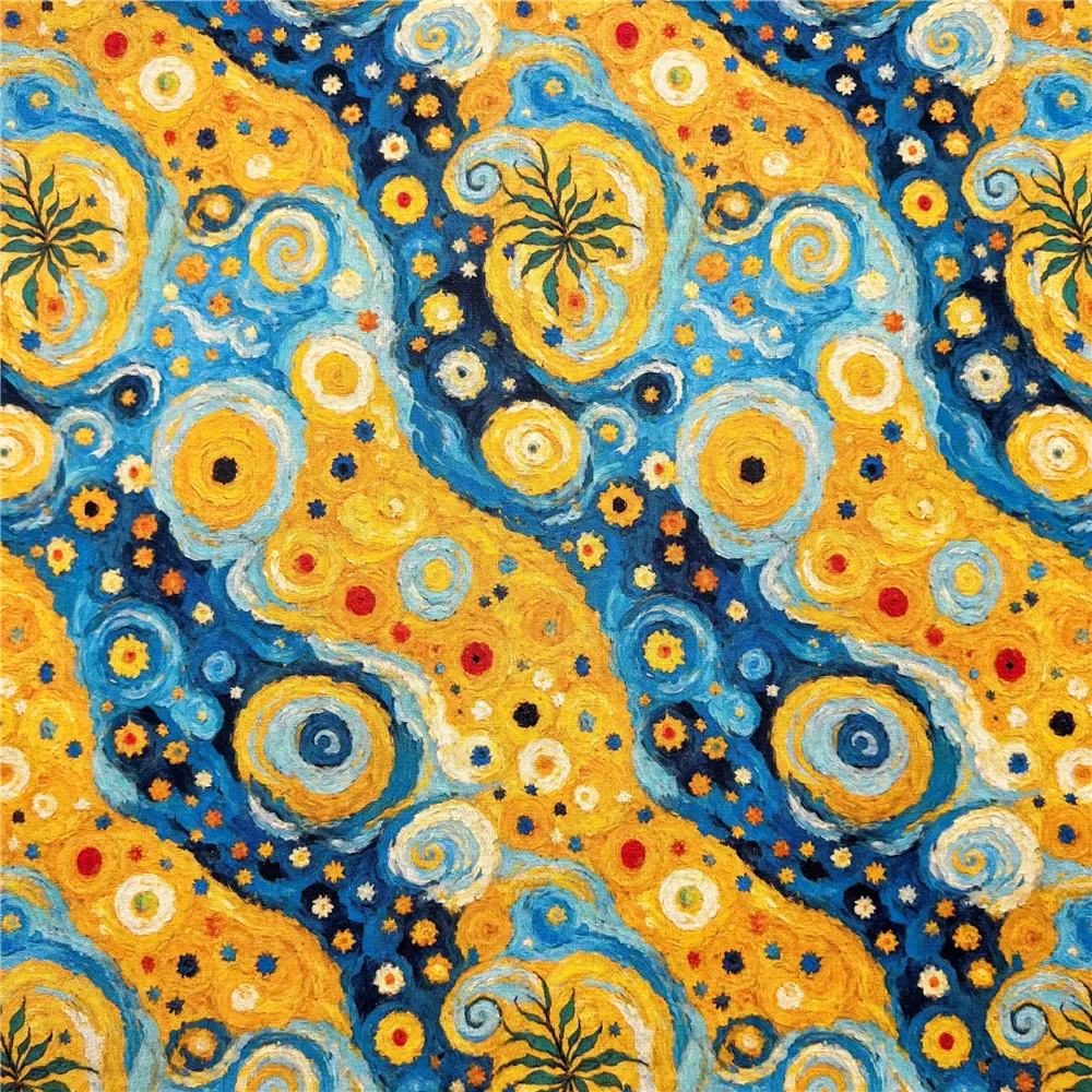 

Звездная Луна, картина маслом, принт из чистого хлопка, лоскутное платье ручной работы, 20-пряжа, хлопок, дизайнер, сделай сам, шить Telas Para Costura