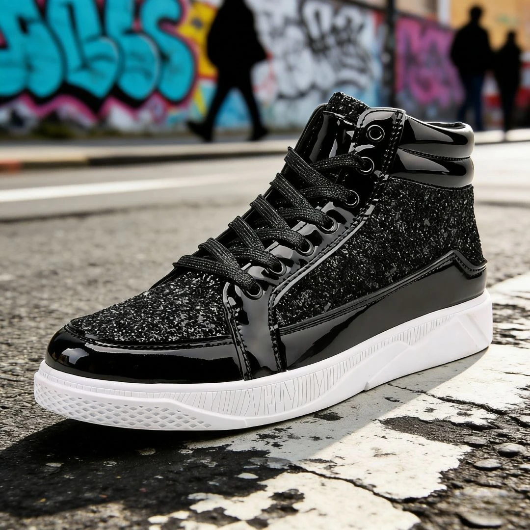 

Модный тренд, дизайнерская мужская обувь с блестками, высокие повседневные туфли для досок для мужчин, дышащие уличные кроссовки, Zapatillas Hombre