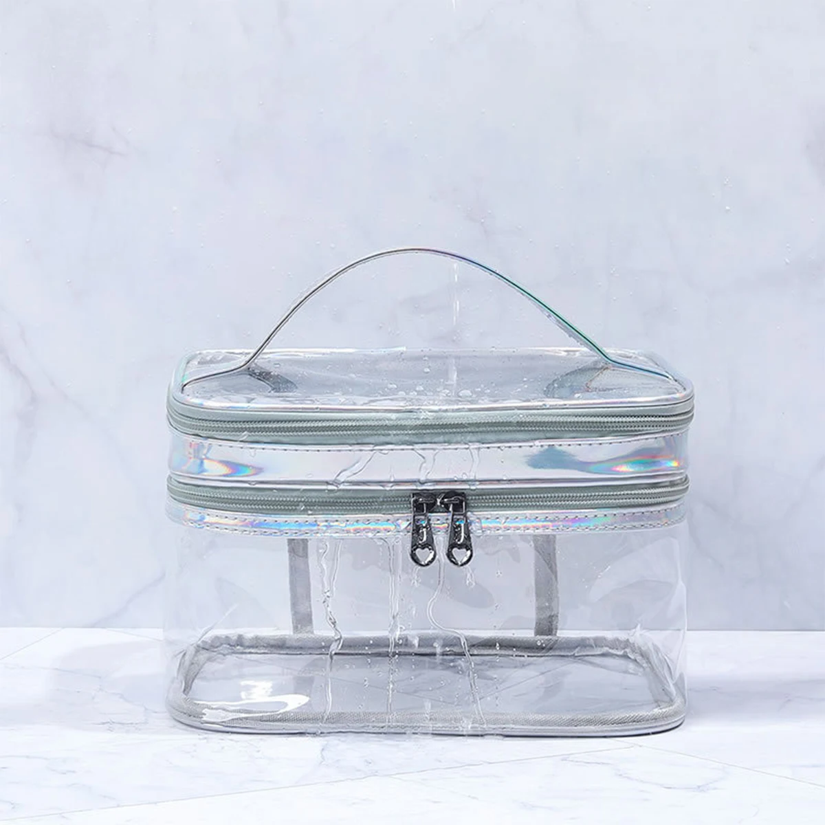 Makeup Pouch, Large Capacity, Cosmetic Pouch, Double Layer, Transparent, Clear Pouch, Large Capacity, Multifunctional