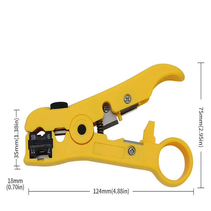 تجريد سكين كماشة كابل محوري كماشة القاطع ستريبر أو جولة UTP/STP RG59/6/7/11 سلك اقناع محوري أداة تجريد
