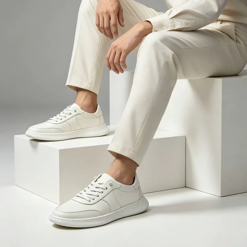 Men's Casual Shoes Spring Autumn Genuine Leather Breathable Lightweight Soft Soled Trendy Sneakers Male Sport Leather Shoes