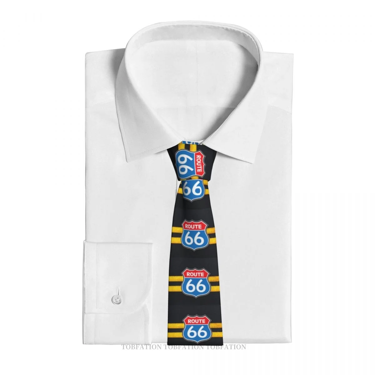 U S Route 66 Strips Men Ties 3D Printed Hip-Hop Street Business Wedding Party Shirt Accessories