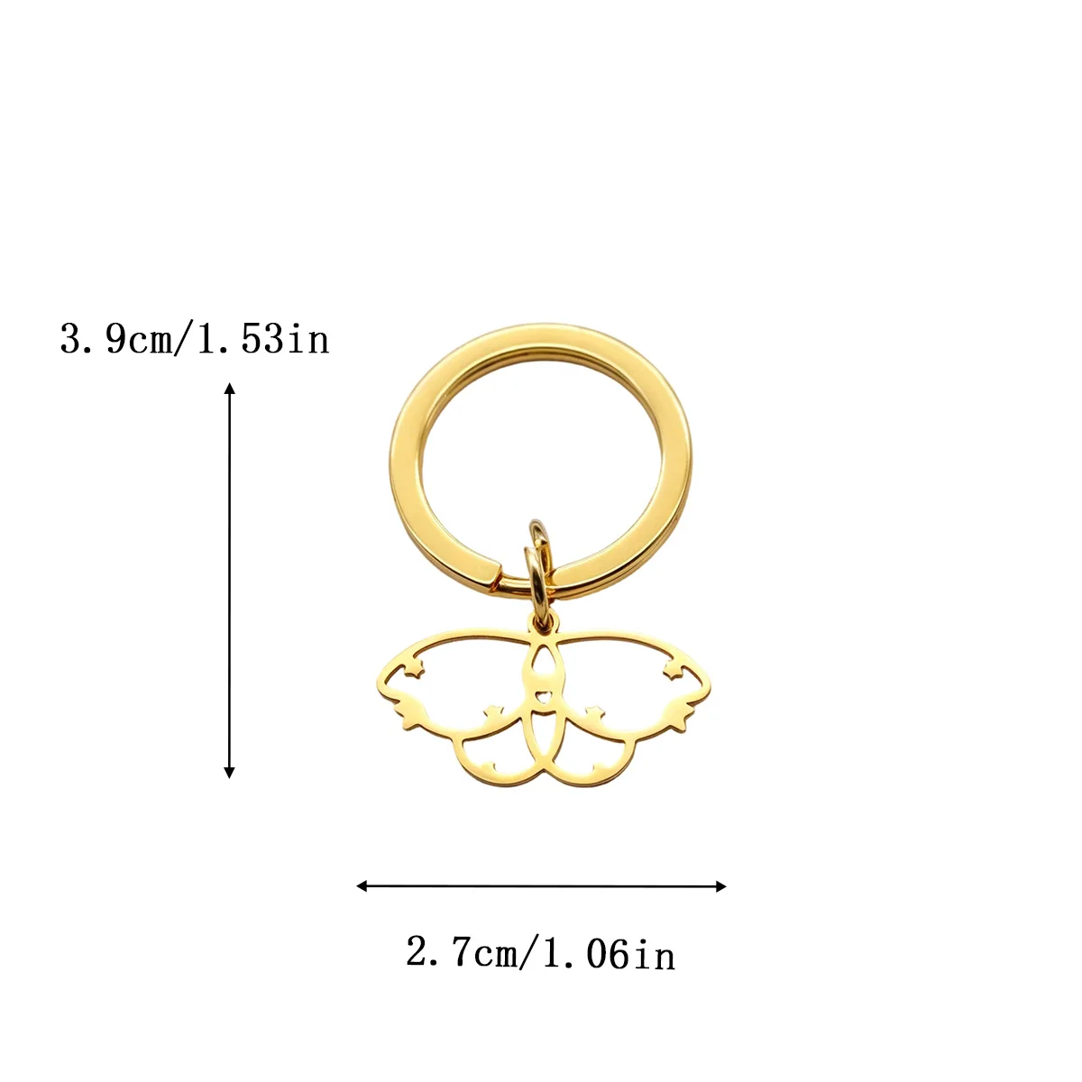 Stainless Steel Star Moth Keychain Hollow Insect Geometric Charm Key Ring Minimalist Bag Jewelry Accessory Gift for Women