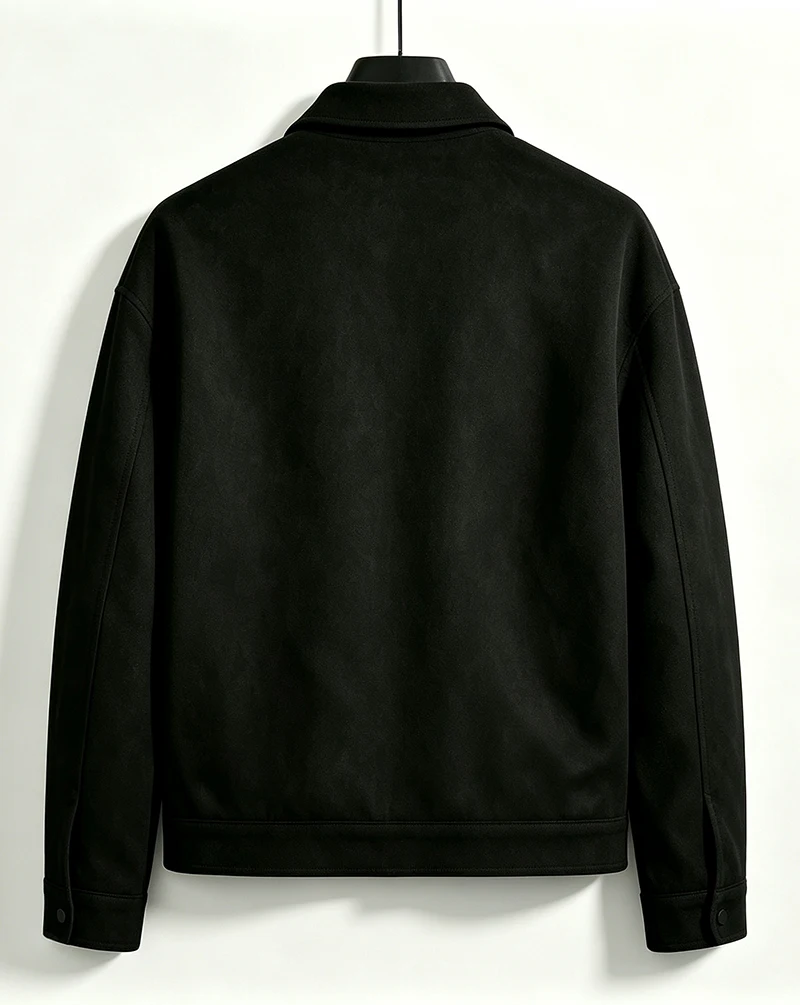 Herrenjacke mit lockerer Passform, gebürstet, kurz, langärmelig, mit Umlegekragen, einreihig, lässige Oberbekleidung für den täglichen Arbeitsweg und Streetwear – Detail 7