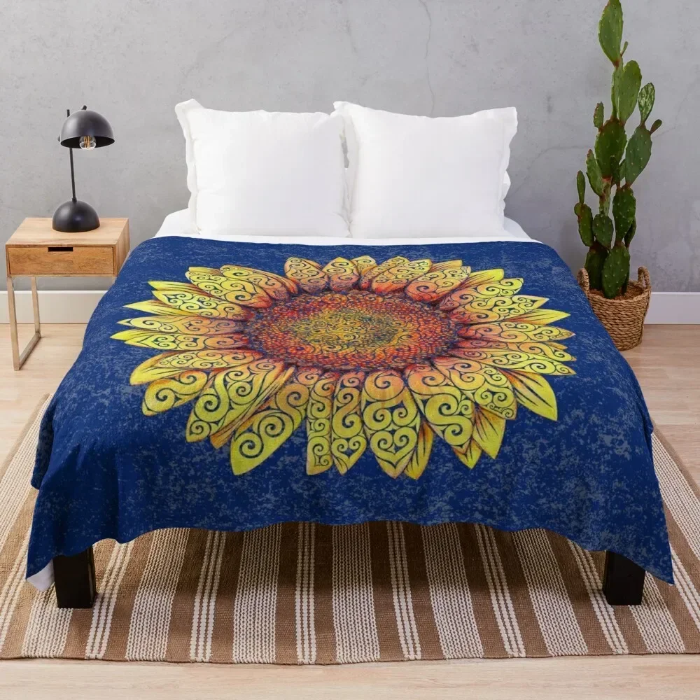 

Swirly Sunflower Throw Blanket Cozy Throw Blanket for Bed Sofa Chair