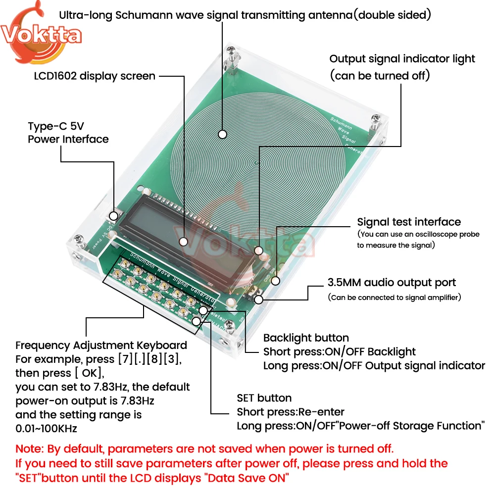 Generator gelombang DC 4-15V 7.83Hz Schumann 0.01Hz ~ 100000Hz Generator sinyal sinus murni FM Resonator Audio Generator gelombang sinus