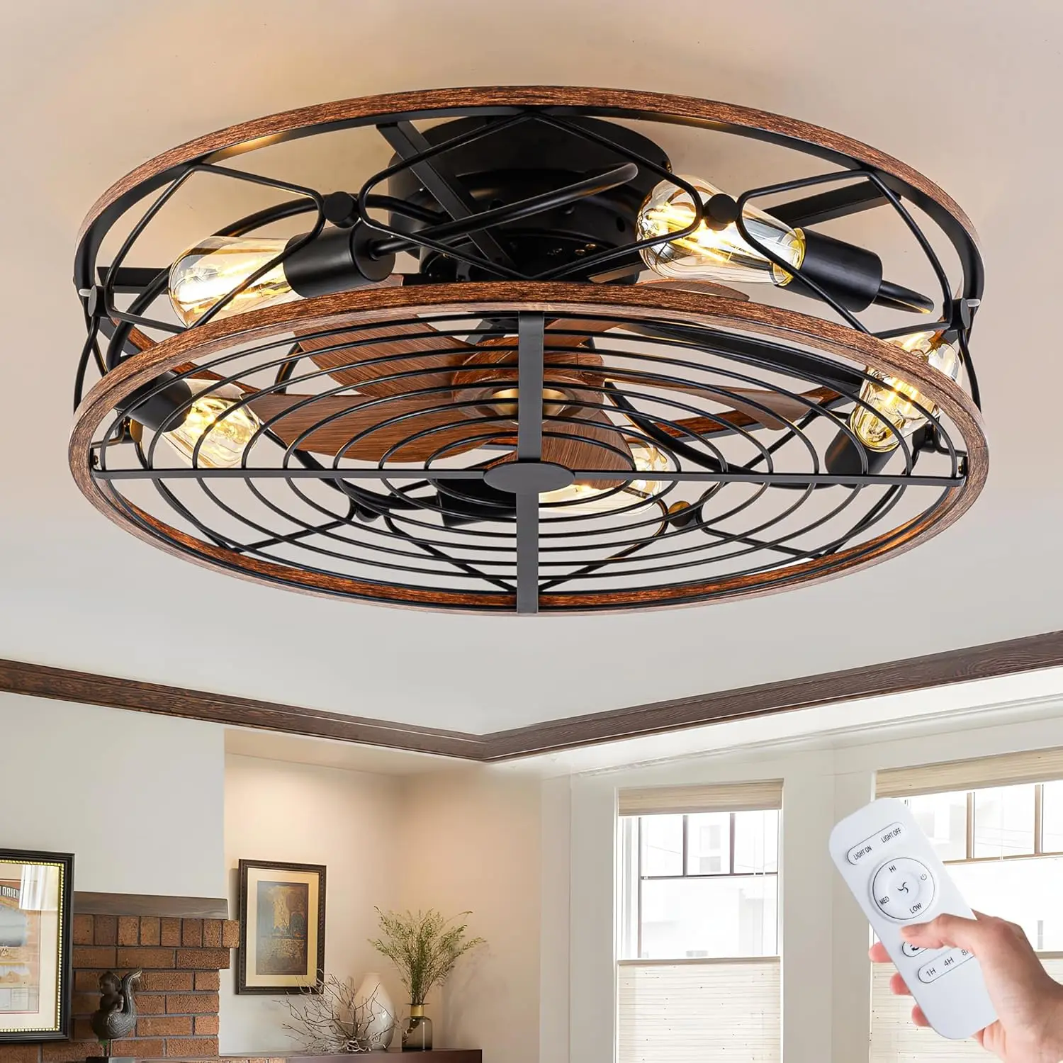 24 Inch Low Profile Ceiling Fan with Light, Remote Control and 3-Speed Adjustment – Enjoy a Cool Breeze and Customize Yo