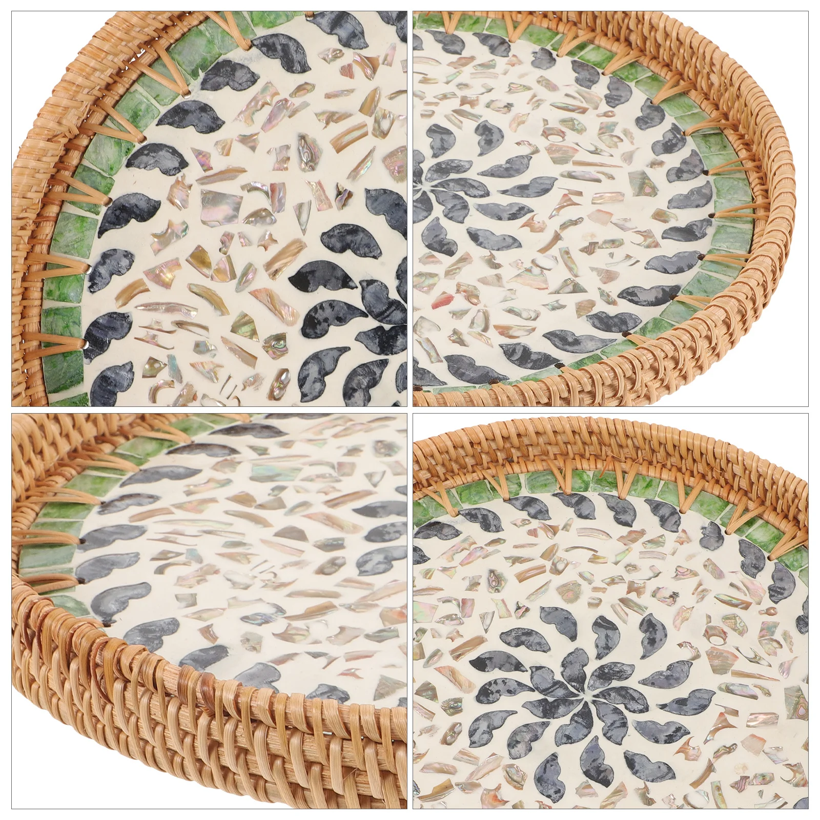 

Round Woven Fruits Basket Natural Rustic Serving Tray for Kitchen Home Decor Storage Multi-Function Bread Snacks Fruit Food